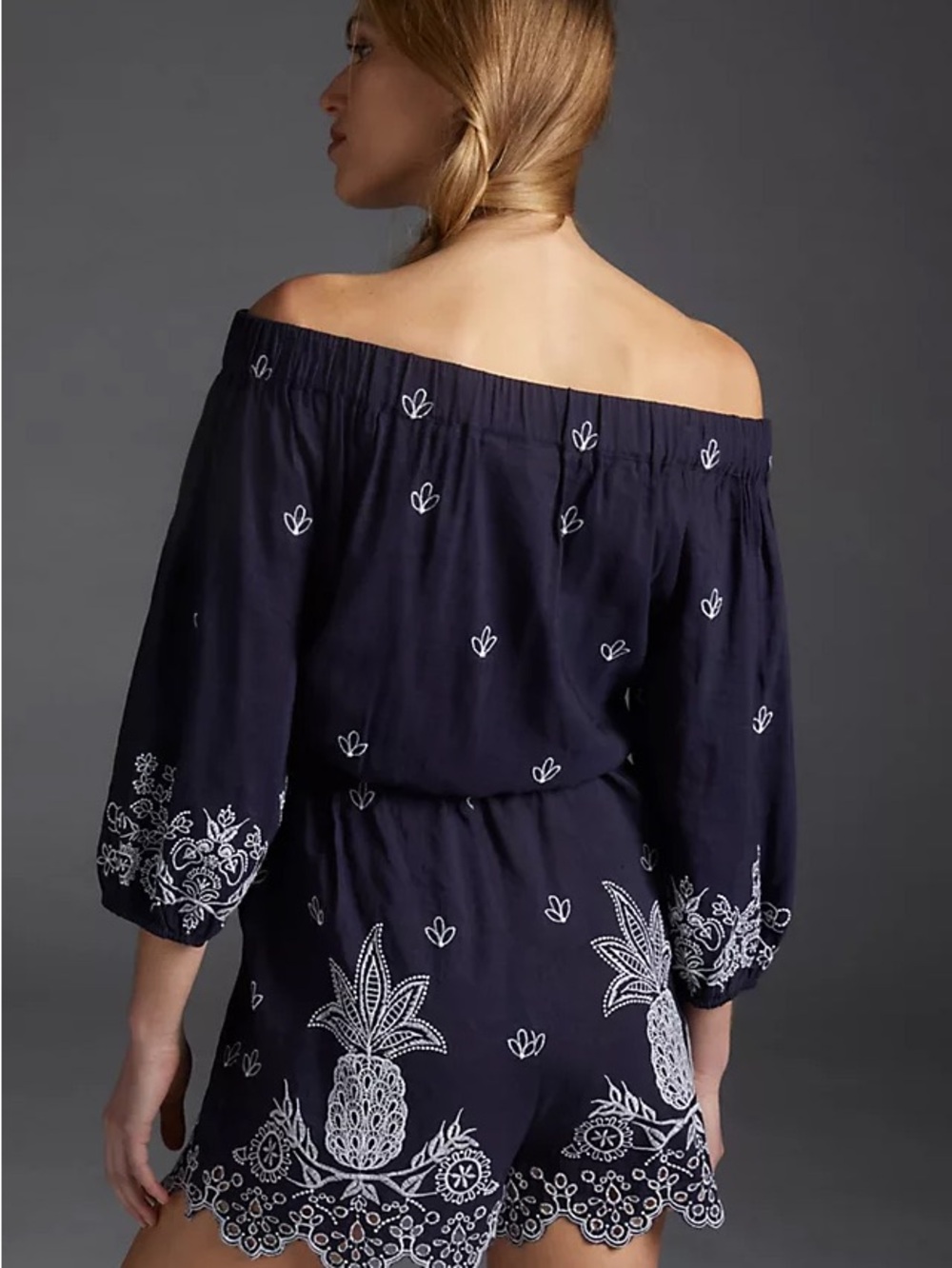 Farm Rio -Off-Shoulder Navy- Jacky romper- size M - Picture 3 of 6